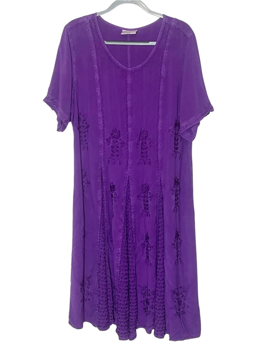 Holy Clothing purple embroidered boho knee length dress size 2X